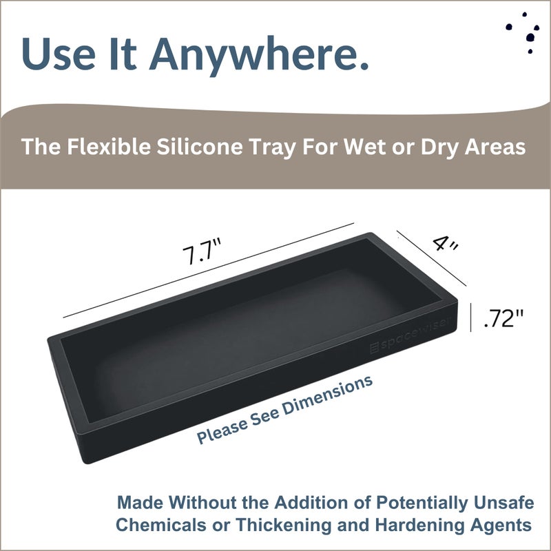 Spacewiser Countertop and Vanity Tray - Small 7.7"" Silicone Soap Dispenser Tray  Shatterproof Flexible Bathroom Tray  Kitchen Sink Tray for Soap Bottles  Key Trinket Ring Tray  Original Silicone Tray - Image 5